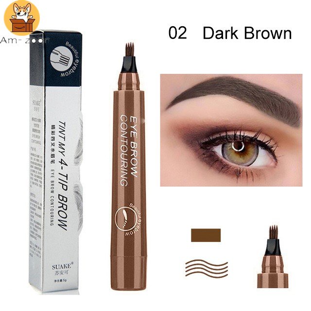 Bút Kẻ Mắt / Lông Mày 4 Đầu 5 Màu Tự Nhiên Lâu Trôi Chống Thấm Nước Am-Z