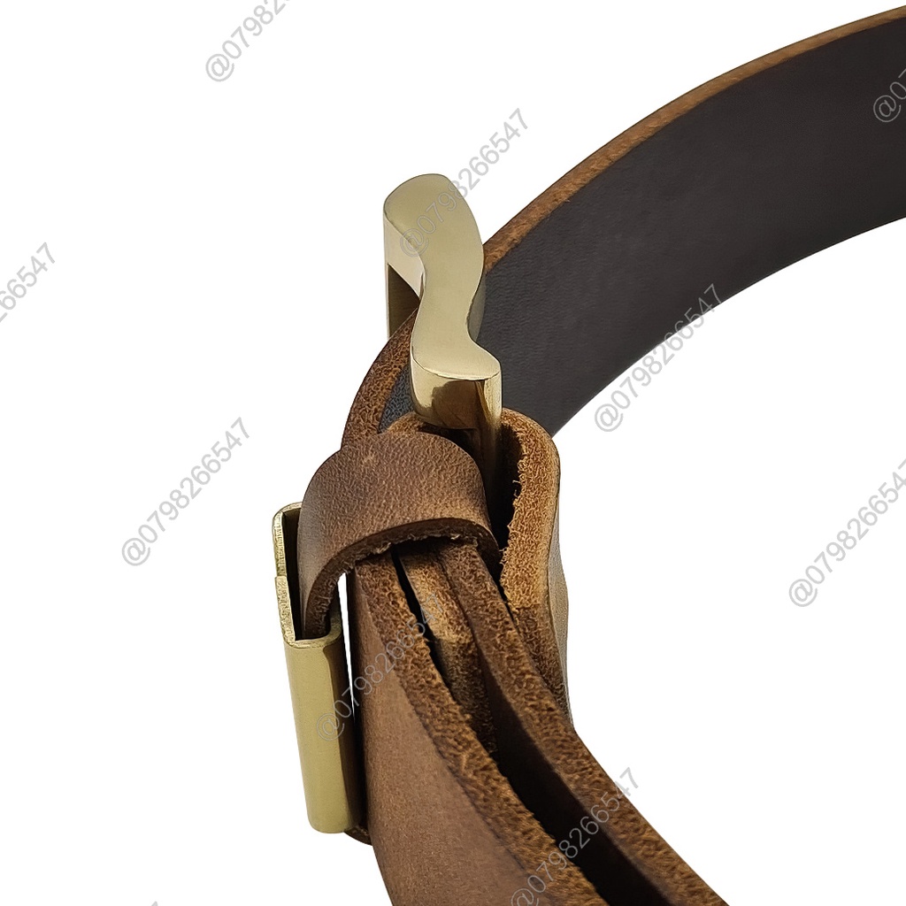 Dây nịt da bò sáp DHM-039 | Đầu khoá kim kiểu vuông đúc đồng nguyên khối | Bảo hành 12 tháng