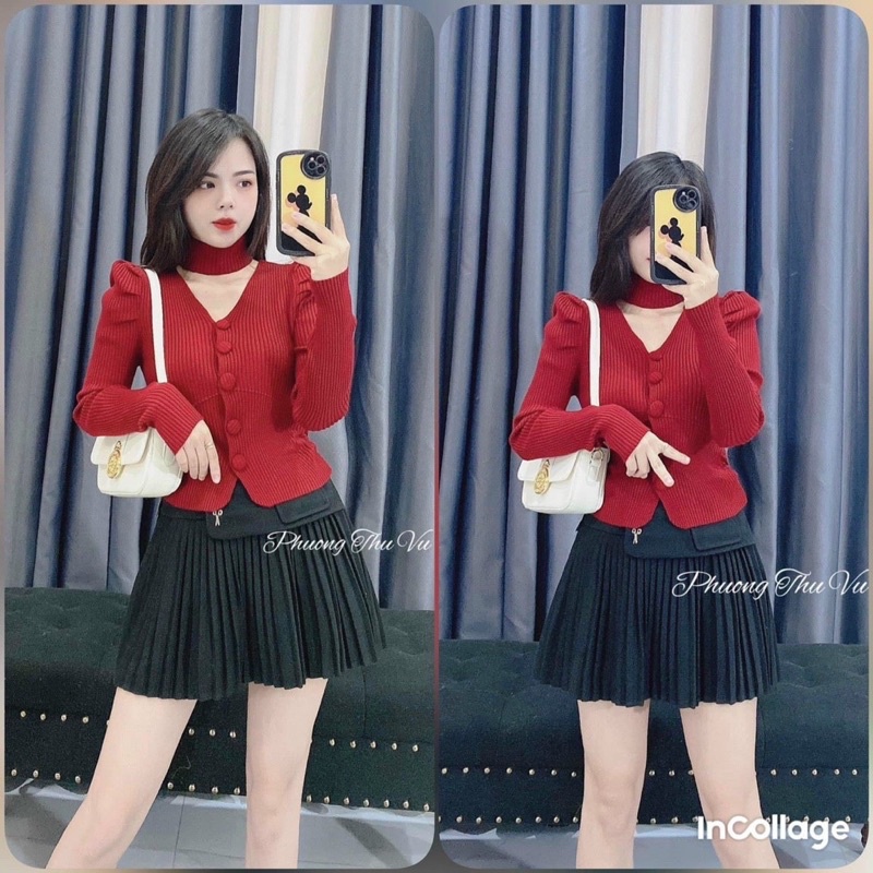 ÁO LEN CÚC BỌC TAY BỒNG KÈM CHOKER