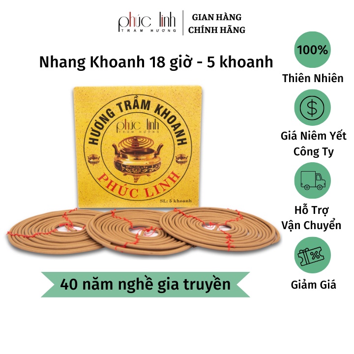 Nhang Vòng Trầm Hương Phúc Linh 2h - 11h - 18h - 24h - 3 ngày