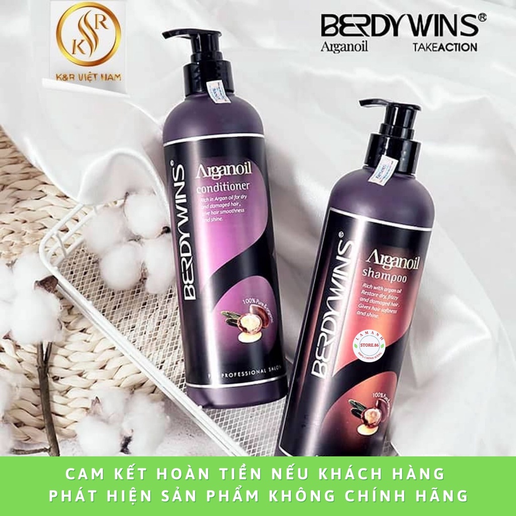 Dầu Gội  Berdywins keratin complex kiềm dầu siêu phục hồi mềm mượt chống rụng tóc hương thơm nước hoa cặp 500ml -1000ml