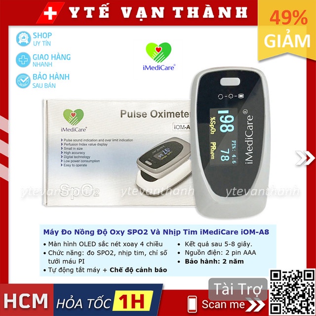 Máy Đo Nồng Độ Oxy SPO2 Và Nhịp Tim iMediCare iOM-A8 (iOM A8) | Singapore -VT0408