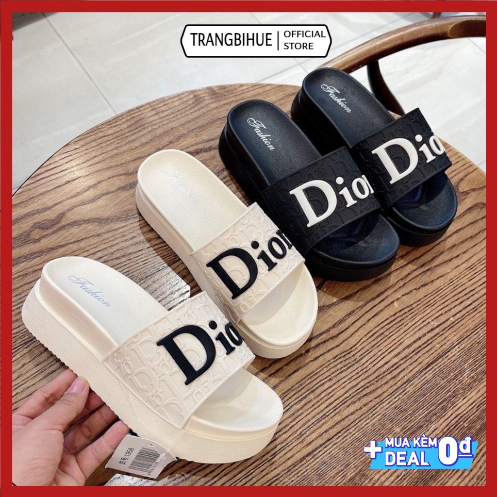 Dép bánh mỳ Fashion đúc nguyên khối cao su chữ DIO đế cao 6cm FDIO TRANGBIHUE TRANGBIHUE
