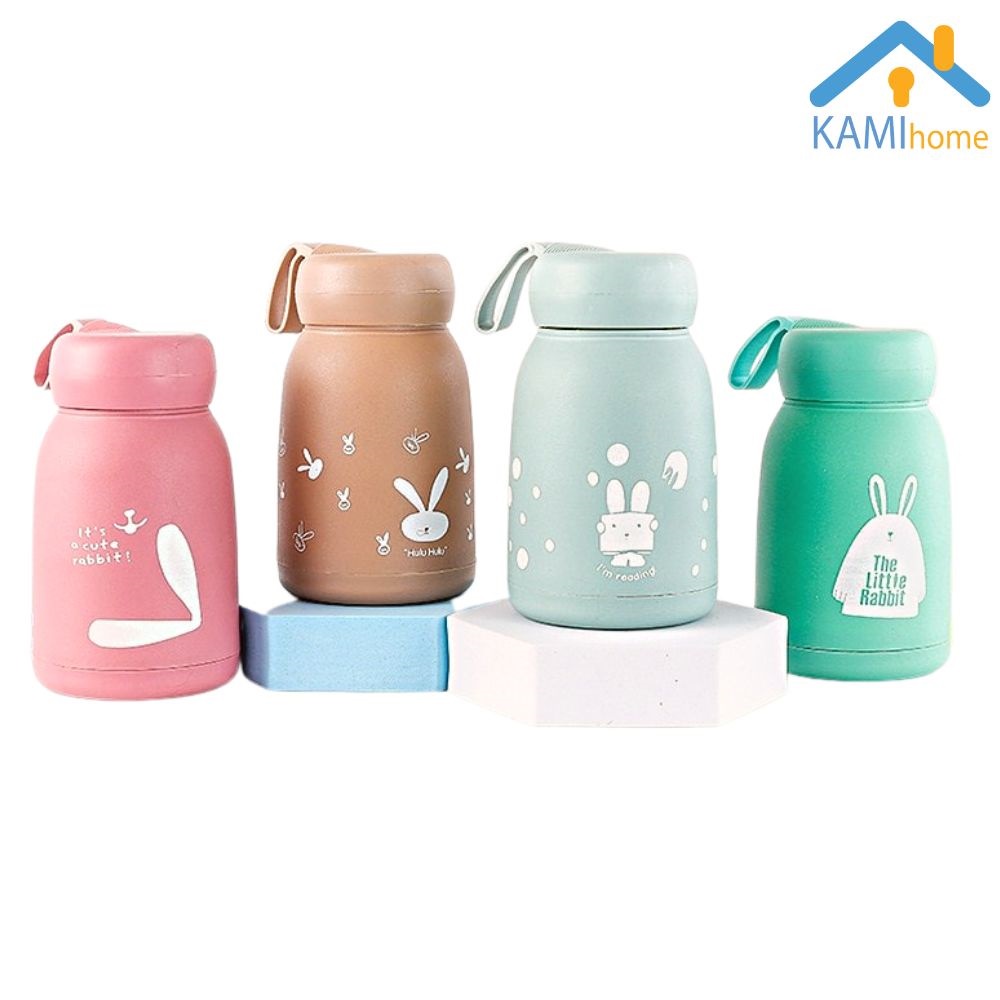 Bình nước thủy tinh dễ thương Vỏ nhựa cách nhiệt Nắp chống tràn 350m mã 22078