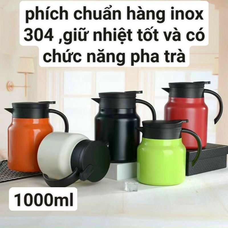 Ấm pha trà bình pha trà giữ nhiệt dung tích 1000ml có lõi lọc inox 304