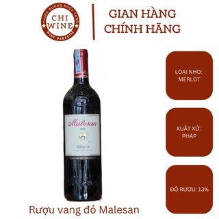 Rượu vang đỏ pháp malesan 13.5% alc chai 750m