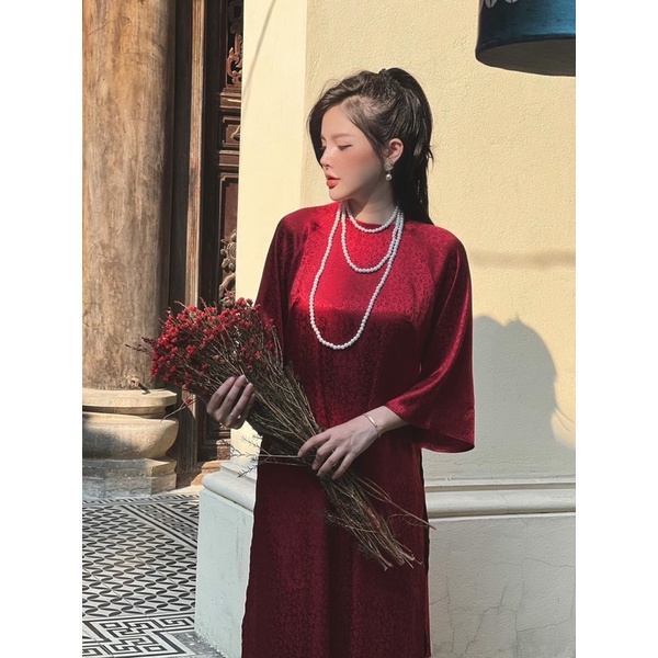 🧧 Áo dài lụa kèm dây ngọc tr a i🧧 3 màu