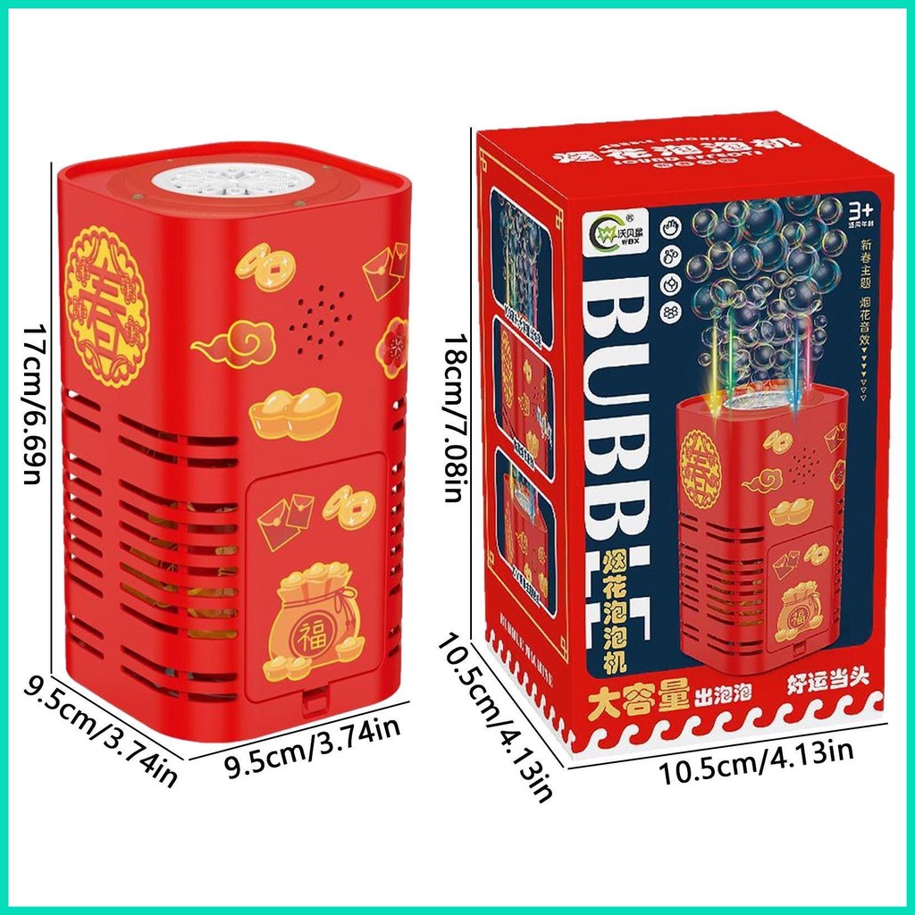 Máy Thổi Bong Bóng Tự Động Có Đèn Led Kèm Nhạc - Loa Bắn Bong Bóng Pháo Hoa Trang Trí Vui Nhộn Đón Tết