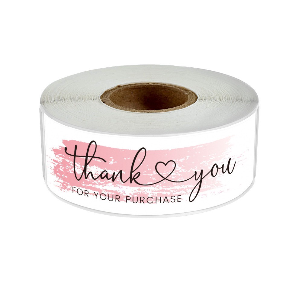 TD70_Tem dán chữ " Thank you" << SIZE 2.5*7.5CM- 120 tem/CUỘN_STICKER NIÊM PHONG HỘP GIẤY