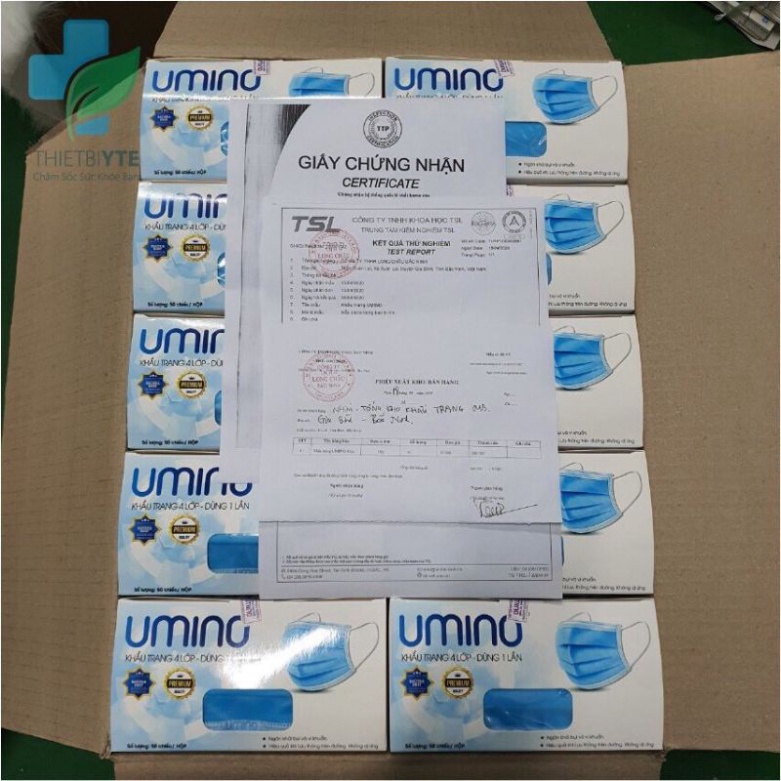 Khẩu trang y tế 4 lớp UMINO màu TRẮNG dày đẹp