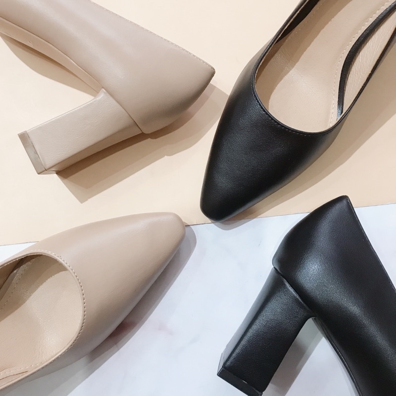 Giày cao gót công sở 7 phân đế vuông gót vuông da mềm đế êm nhẹ