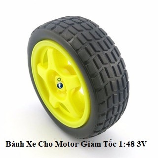 Bộ 2 Bánh Xe Cho Motor Giảm Tốc 1:48 3V, đường kính ngoài 65mm