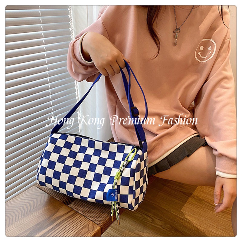 Hong Kong Cao Cấp Túi Canvas Đeo Vai Chéo Kẻ Caro Bảng Đa Năng Thời Trang Mới Hợp Xu Hướng Nhật Bản Cho Cặp Đôi Nam Và Nữ