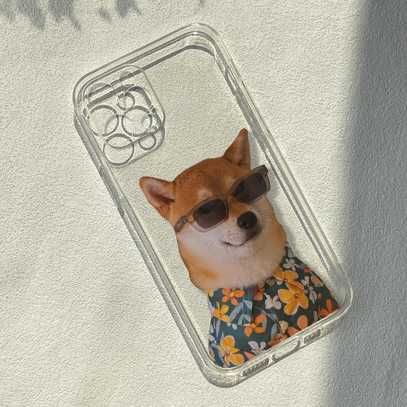 Ốp điện thoại iphone chó vàng áo hoa mặt ngầu độc lạ cạnh vuông cho 6/6splus/7/7plus/8/8plus/x/xr/xs/11/12/13/14/pro/max