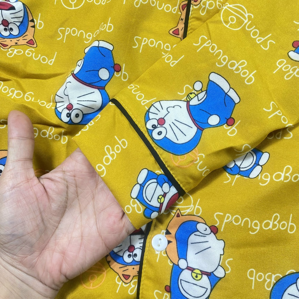 Cotton Đũi Nhật Bản 9-42kg pijama Doremon Vàng CD15 tay dài quần dài  bé trai gái