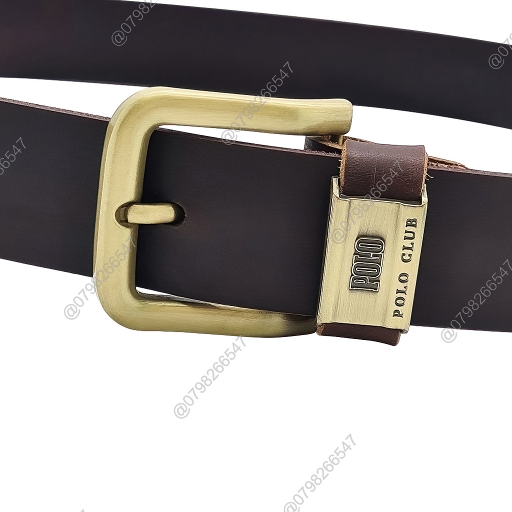 Dây lưng da bò thật DHM-122 | Dây nịt da bò sáp đầu khoá kim mạ đồng thời trang | Bảo hành 12 tháng