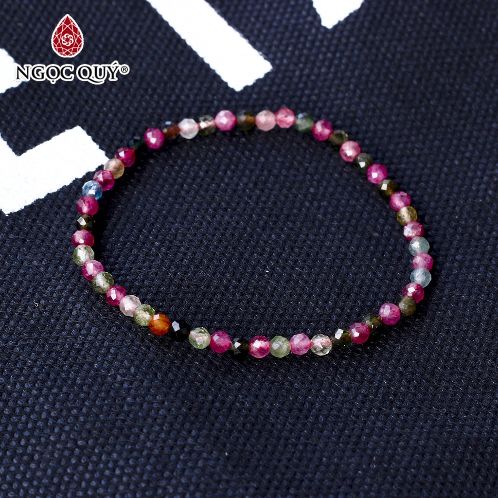 Vòng tay tourmaline đa sắc hạt facet 3mm - Ngọc Quý