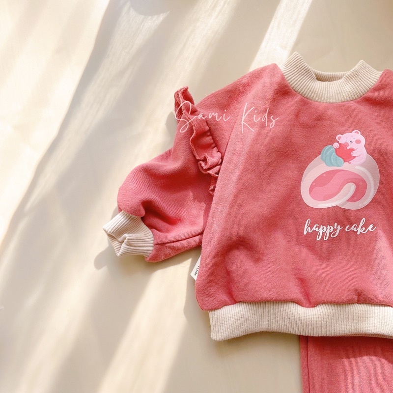 bộ nỉ dài tay bèo vai cho bé gái 3-14kg SAMIKIDS