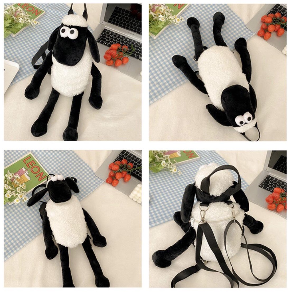 Balo Gấu Bông Hình Con Cừu Hoạt Hình Đáng Yêu - Túi Đeo Con Cừu Xinh Xắn