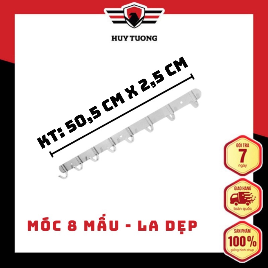 Móc treo tường, gắn tường treo quần áo inox từ 6 đến 10 mấu ( Không gỉ sét ) - HUY TUONG