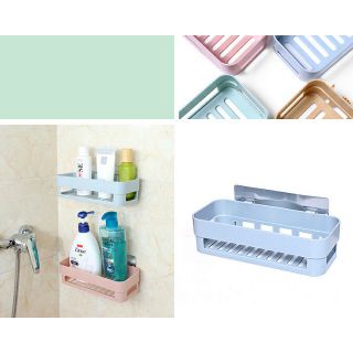 combo 2 Kệ gia vị,Kệ nhựa đa năng dán tường đựng đồ nhà tắm, nhà bếp có khe thoát nước, chịu lực tốt, tiết kiệm không