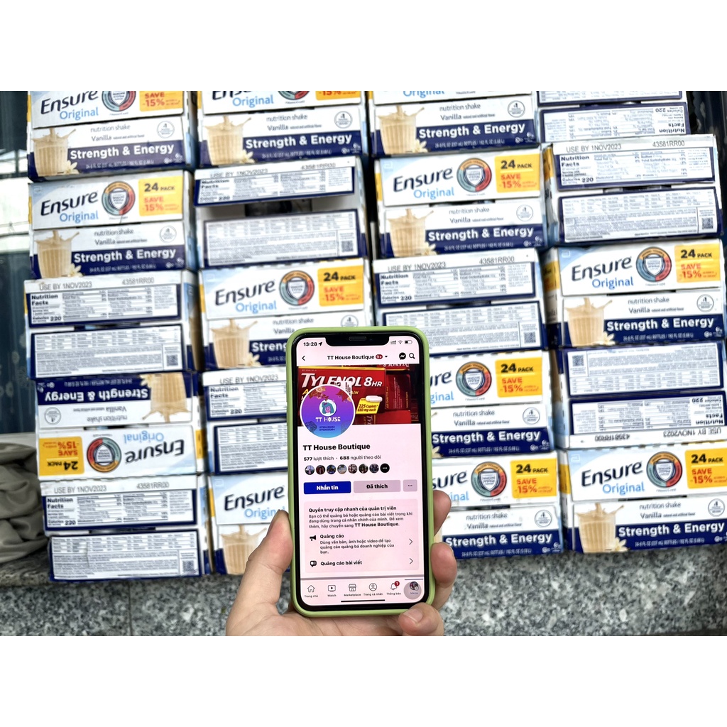 Sữa Ensure nước hương Vani Ensure Original Vanilla 237ml Thùng 24 chai của Mỹ