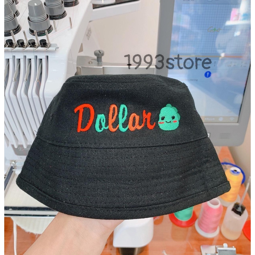 Mũ bucket thêu tên/Nón bo thêu tên màu cầu vồng kèm sticker siêu cưng!!!