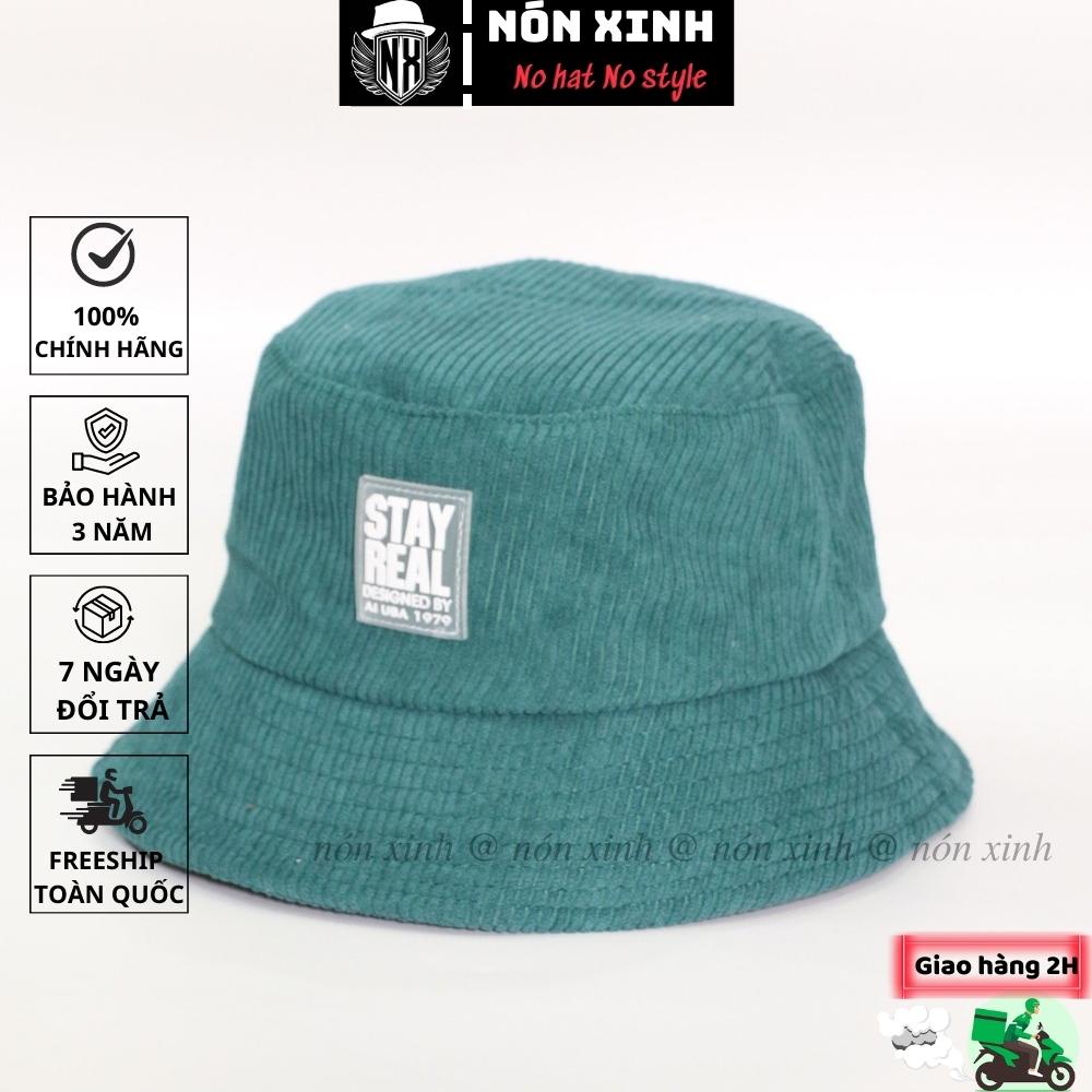 Mũ bucket vành cụp ❤️ Nón tai bèo thêu tag cao su non stay real chất nhung form unisex nam nữ - NX032 - Nón Xinh Store