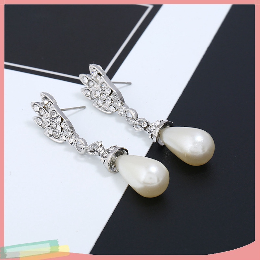 1 Bộ Vòng cổ + Đôi Khuyên Tai Đính Ngọc Trai Nhân Tạo Thời Trang Cho Nữ