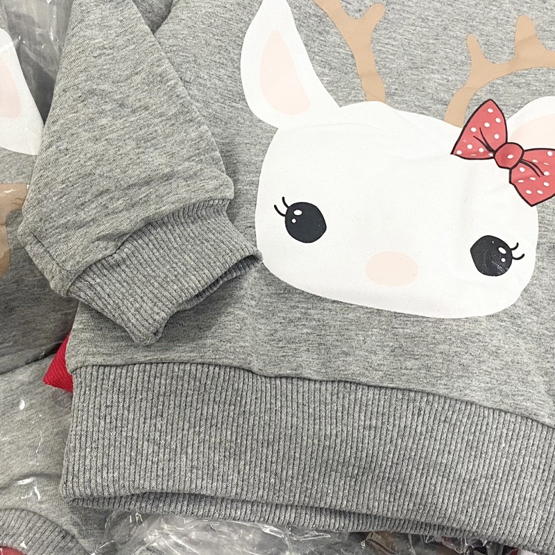 Bộ nỉ da cá tuần lộc dịp NOEL cho bé gái siêu xinh size từ 10-22 cân