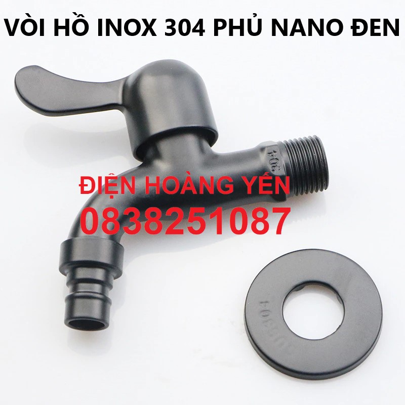 Vòi hồ màu đen inox 304 ren 21mm