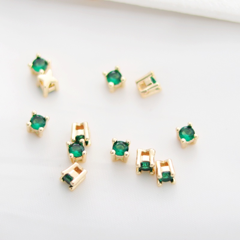 Hạt Cườm Bằng Đồng Mạ Vàng 14k Có Lỗ Ngang 4 * 4mm Tự Làm Vòng Đeo Tay diy