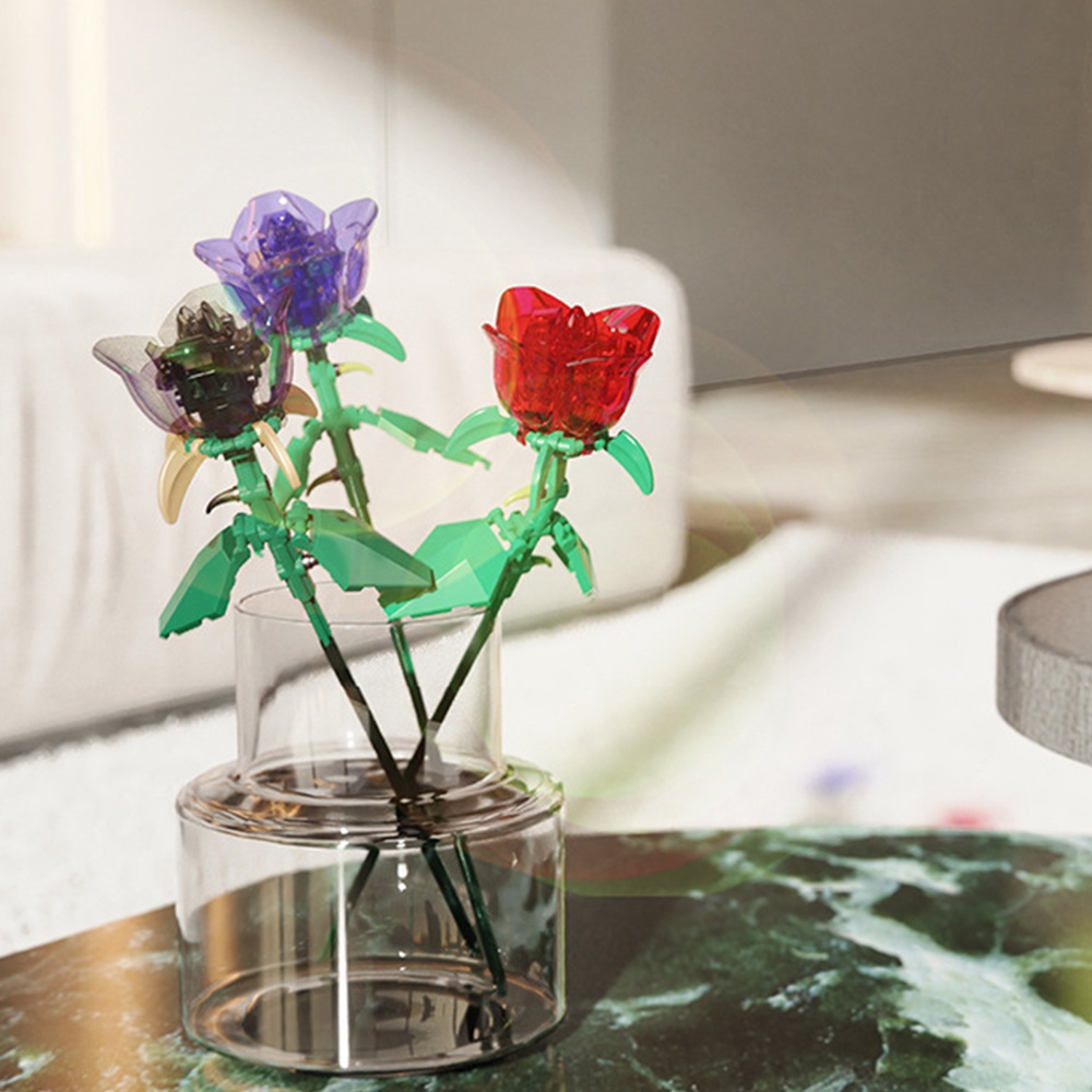 Bộ Đồ Chơi Lắp Ráp Lego Hình Hoa Hồng / Hoa Tulip / Hoa Hướng Dương Làm Quà Tặng Cho Bạn Gái / Trẻ Em DIY