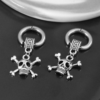Khuyên tai nam titan hình đầu nâu cá tính - Hoa tai tròn phong cách Gothic thời trang cho nam và nữ KT015