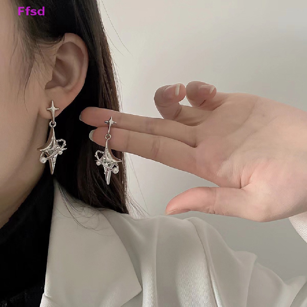 Bông Tai Dáng Dài Hình Ngôi Sao / Ngọc Trai / Ngôi Sao Phong Cách Harajuku Thời Trang Hàn Quốc Cho Nữ {Ffsd} Bán Chạy