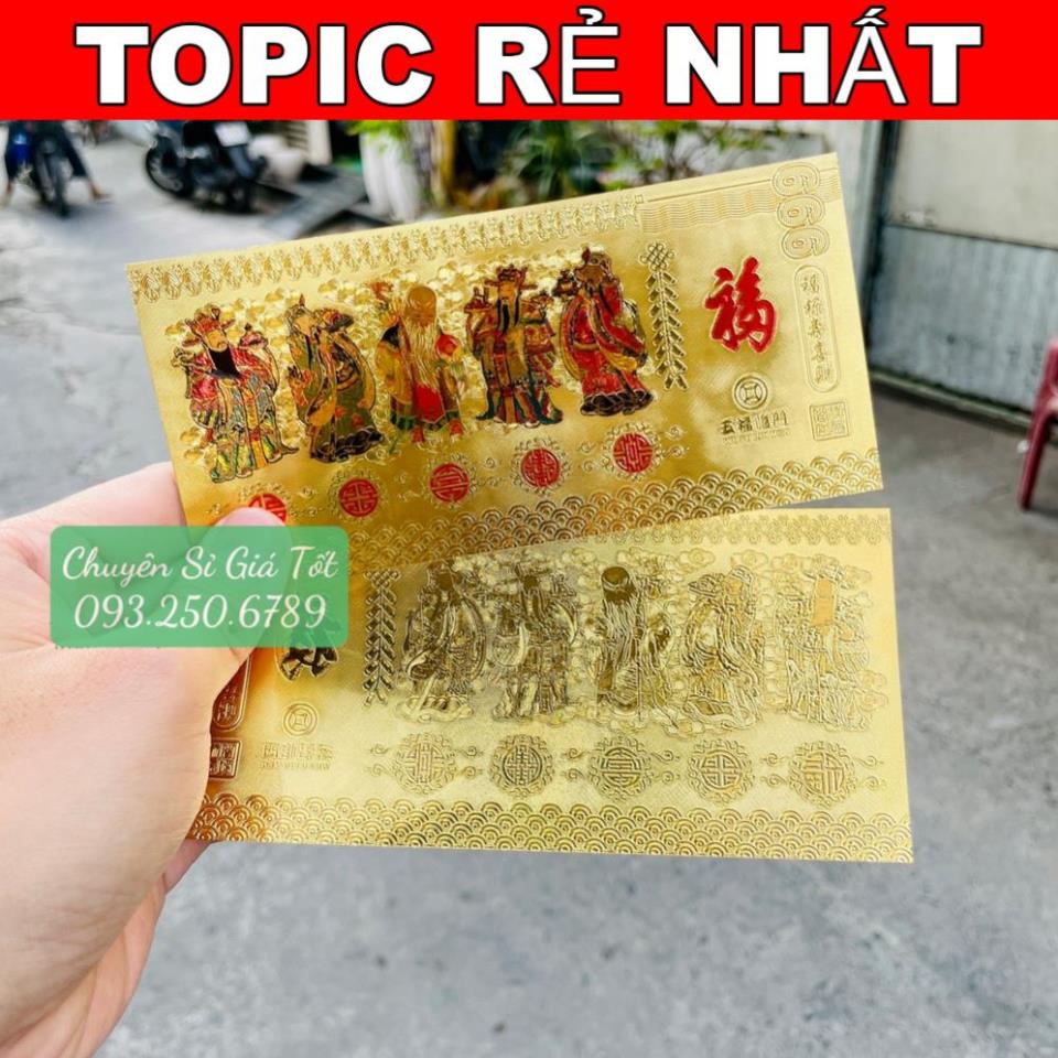 [SALE TẾT] Tờ Tiền Ngũ Phúc Lâm Môn Phong Thủy May Mắn Chiêu Tài Lộc-Chất Liệu Plastic Mạ Vàng