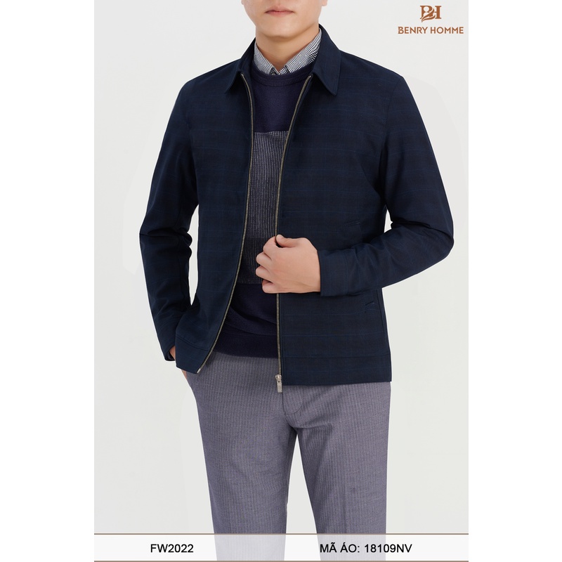 Áo khoác nam Benry, Chất liệu vải Tuytsi Sợi Lông Cừu, Dáng áo slim fit mặc thanh lịch, Trẻ trung mã 18109NV