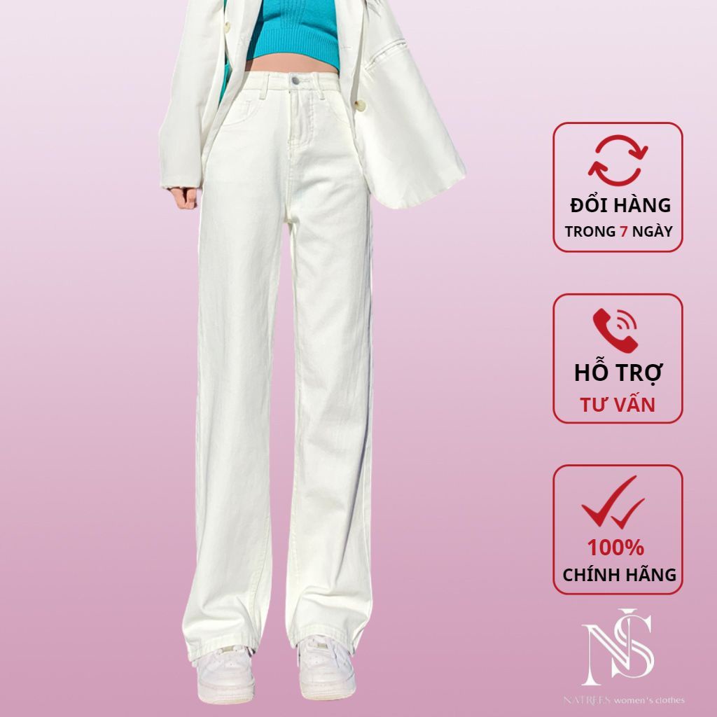 Quần Jean Nữ Ống Rộng NATREES quần bò nữ ống suông form rộng ulzzang basic unisex cực đẹp thời trang cao cấp Hàn Quốc