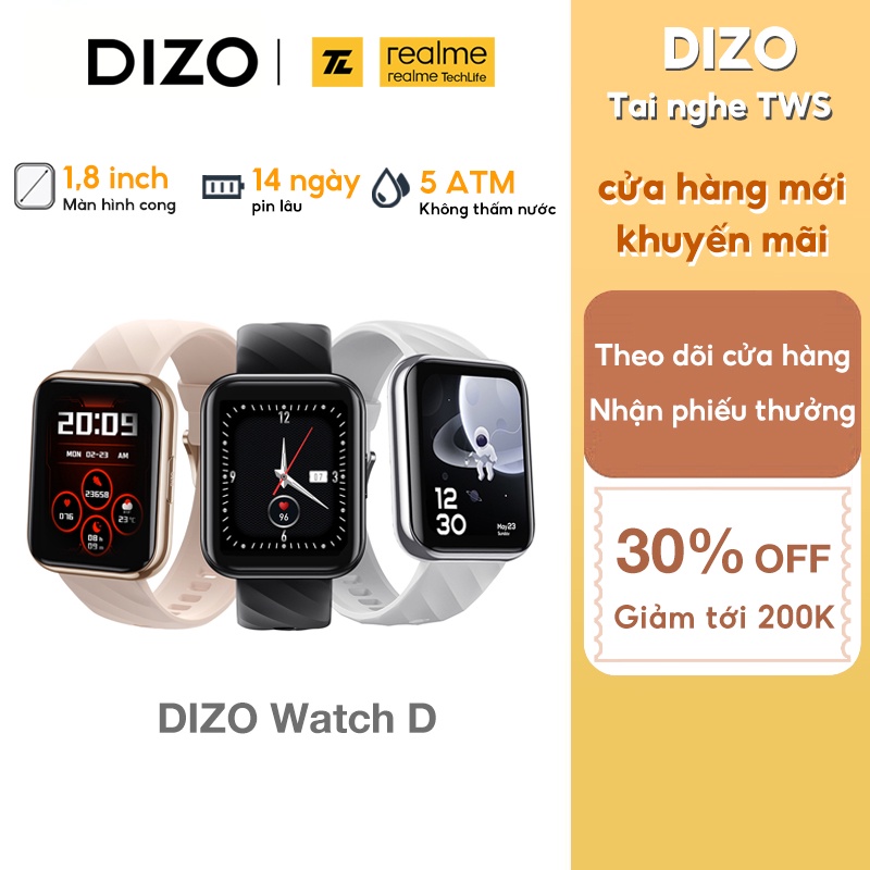 Đồng hồ thông minh DIZO Realme màn hình cong 2.5d 1.8" 5AMT chống thấm nước