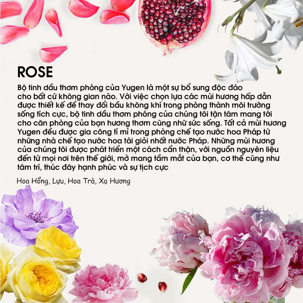 Tinh dầu thơm phòng 200ml Yugen / Mùi hương: ROSE - Yugen Vietnam