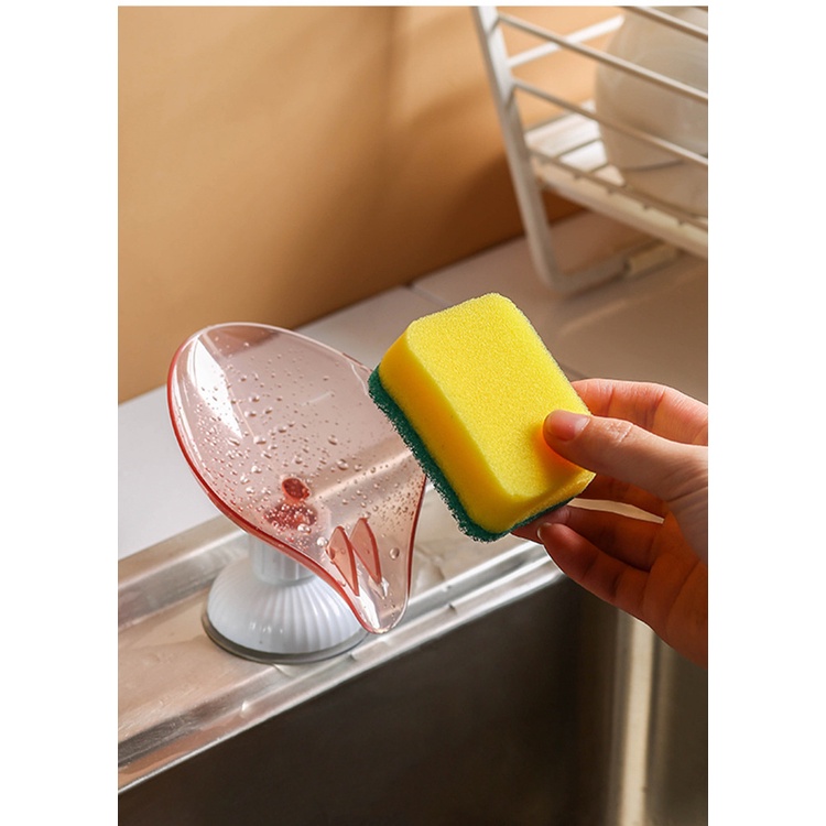 Khay đựng xà phòng, đồ phòng bếp, phòng tắm CÓ THỂ XOAY, có rãnh thoát nước, hít chân không chắc chắn siêu tiện lợi