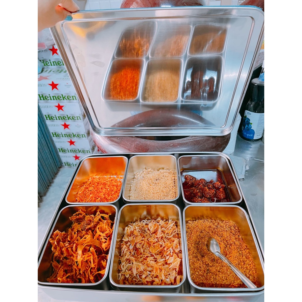 Khay Gia Vị - Khay Đựng Topping inox 304 có nắp Inox / Nhựa