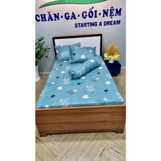Bộ ga gối 4 món poly cotton bo chun riotex dành cho nệm 5-15cm - kt: 1m/1m2/1m4/1m6/1m8