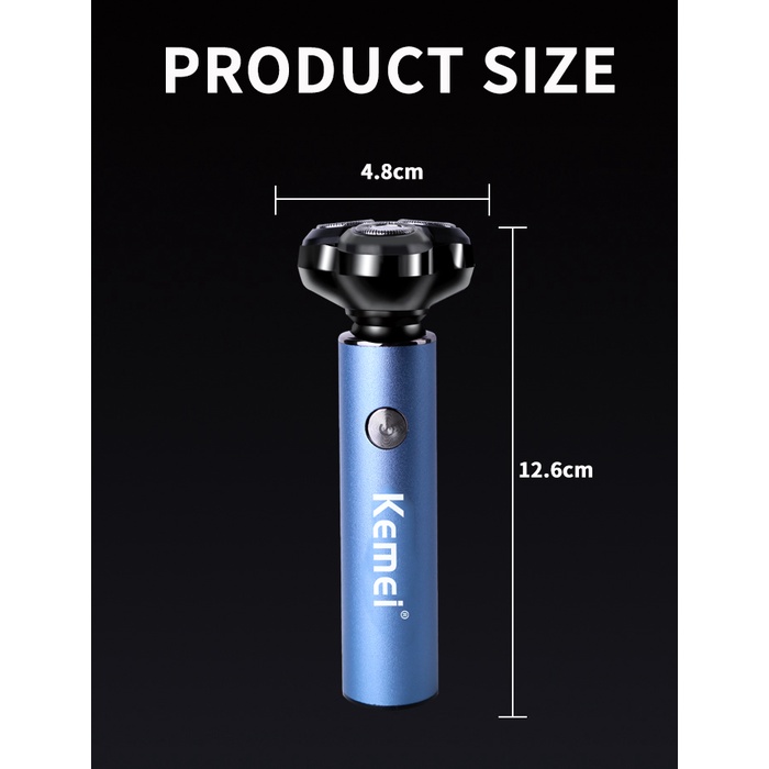 Máy Cạo Râu Mini Kemei Chống Thấm Nước IPX5 Kèm Sạc USB Type c Tiện Dụng Cho Nam