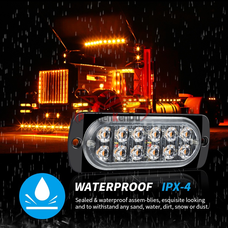 Đèn police chớp xanh đỏ 12 Led cao cấp 16 chế độ nháy cảnh sát vỏ nhôm CNC 12V-24V - DXZ