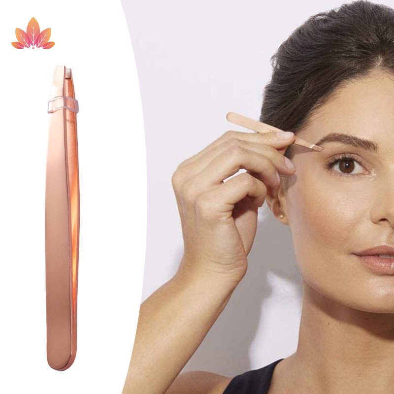 Nhíp Nhổ Lông Mày Chuyên Nghiệp Bằng Thép Không Gỉ Màu Vàng Hồng JP5