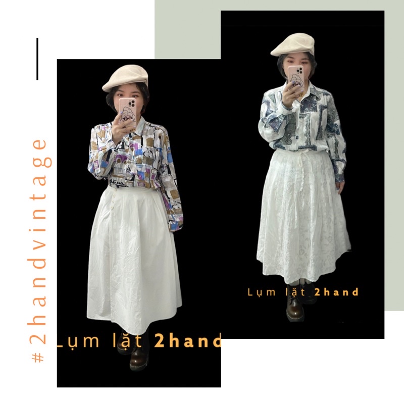 Set váy nữ vintage tiểu thư 2hand, Set chân váy độc lạ cá tính nhật bản 2hand