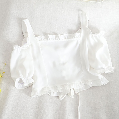 Áo kiểu croptop trễ vai kiểu dáng rút dây dự tiệc nữ tính