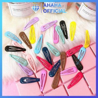 Kẹp tóc kim loại màu trơn thiết kế hình giọt nước đơn giản cho nữ