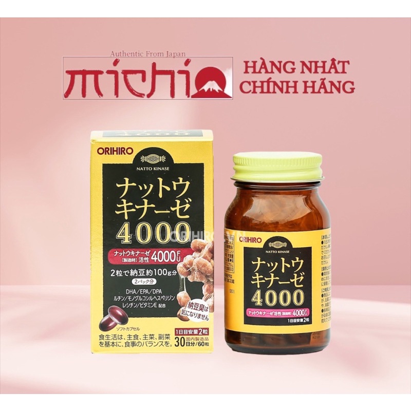 [Hàng chuẩn] Viên uống hỗ trợ phòng chống đột quỵ và tai biến Nattokinase Orihiro 4000FU